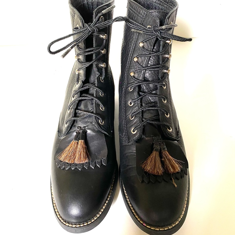 ARIAT Black Leather Lace Up Ropers